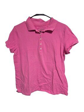 Merona Pink Polo Shirt Womens Size Large Casual Classic Short Sleeve Top
